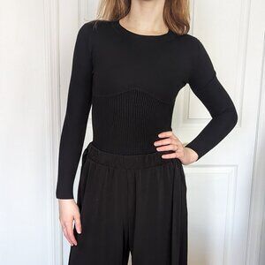 Abercrombie & Fitch Black Long-Sleeved Ribbed Bodysuit